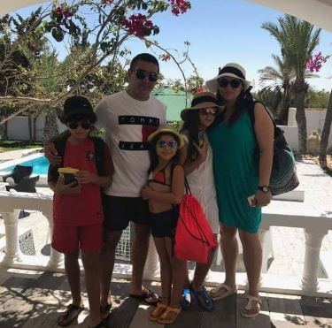 Jalel Kadri with his wife and children.